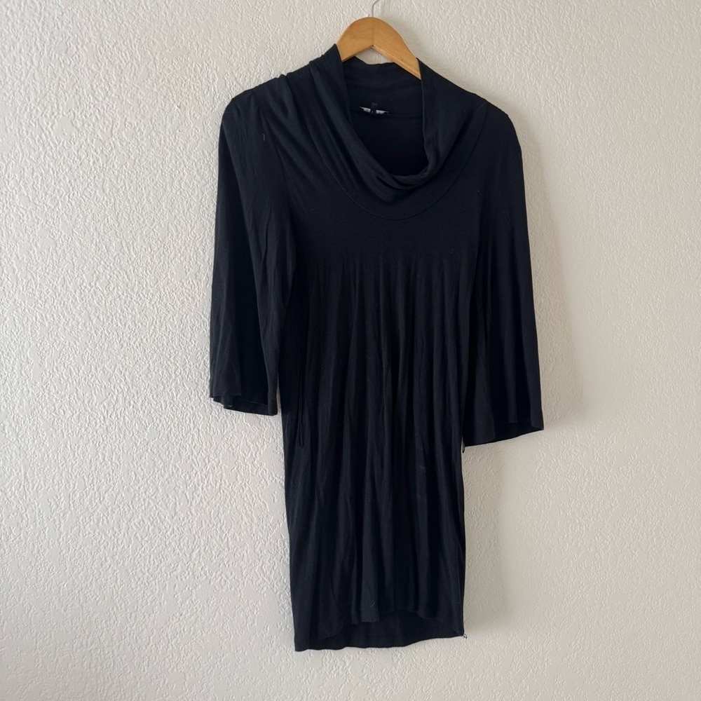 Theory Black cowl neck dress